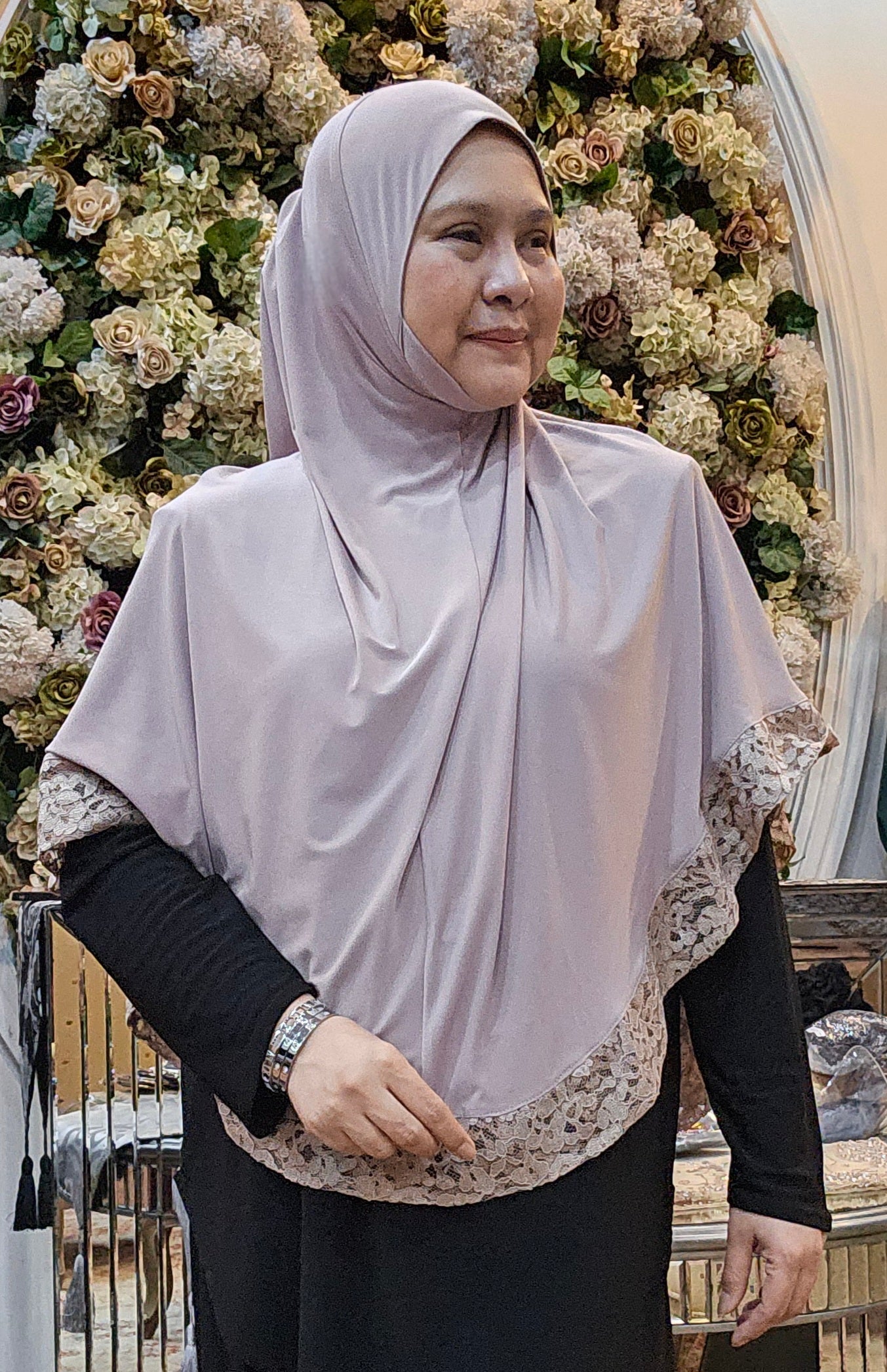 Tudung Haji Lace Border