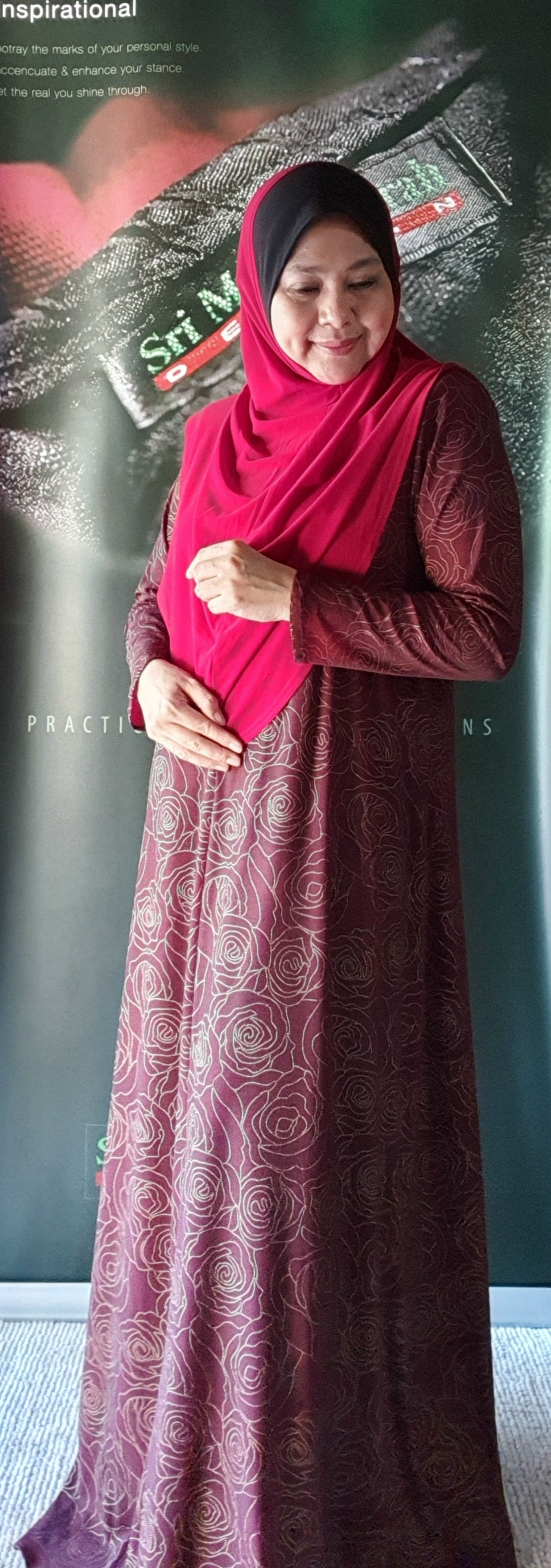 Flair Dress - Maroon with Gold Roses