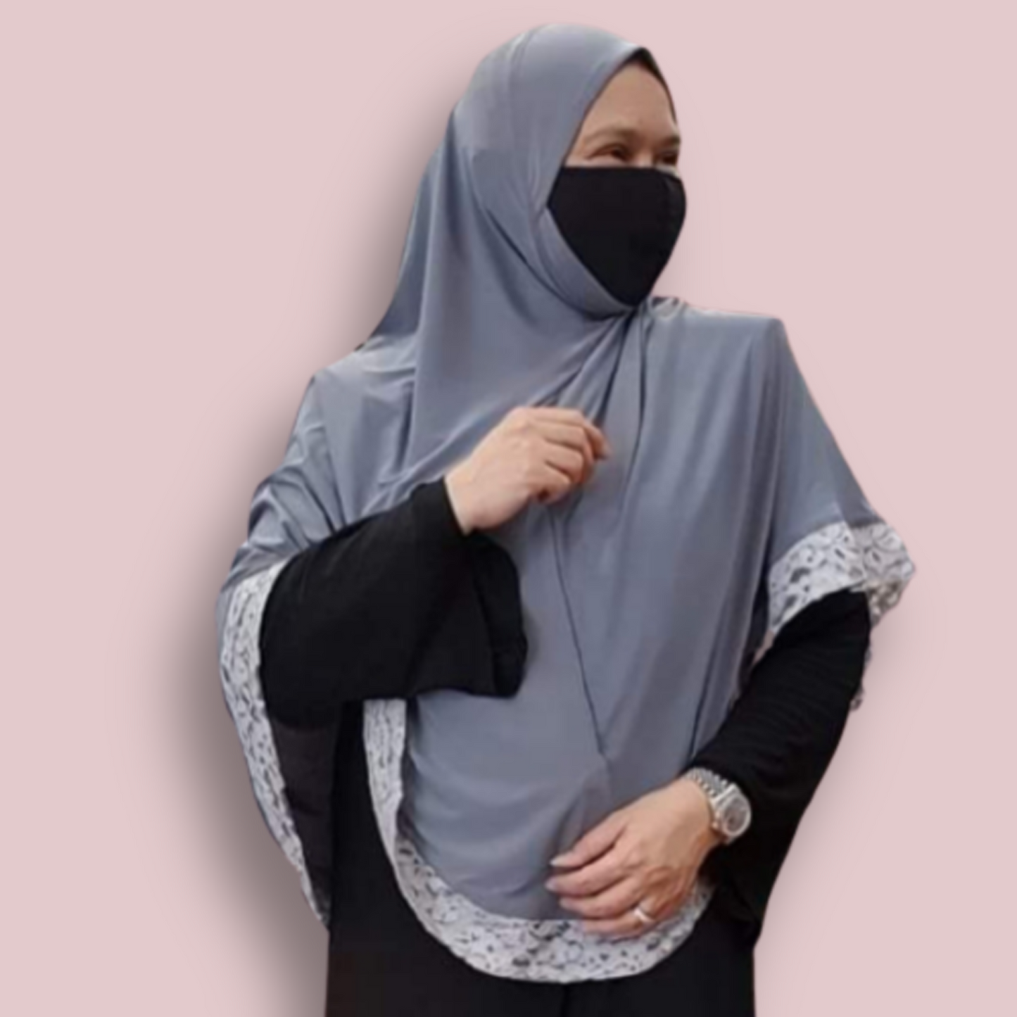 Tudung Haji Lace Border
