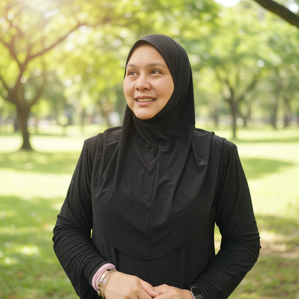 Black Lycra Tudung Munawwarah