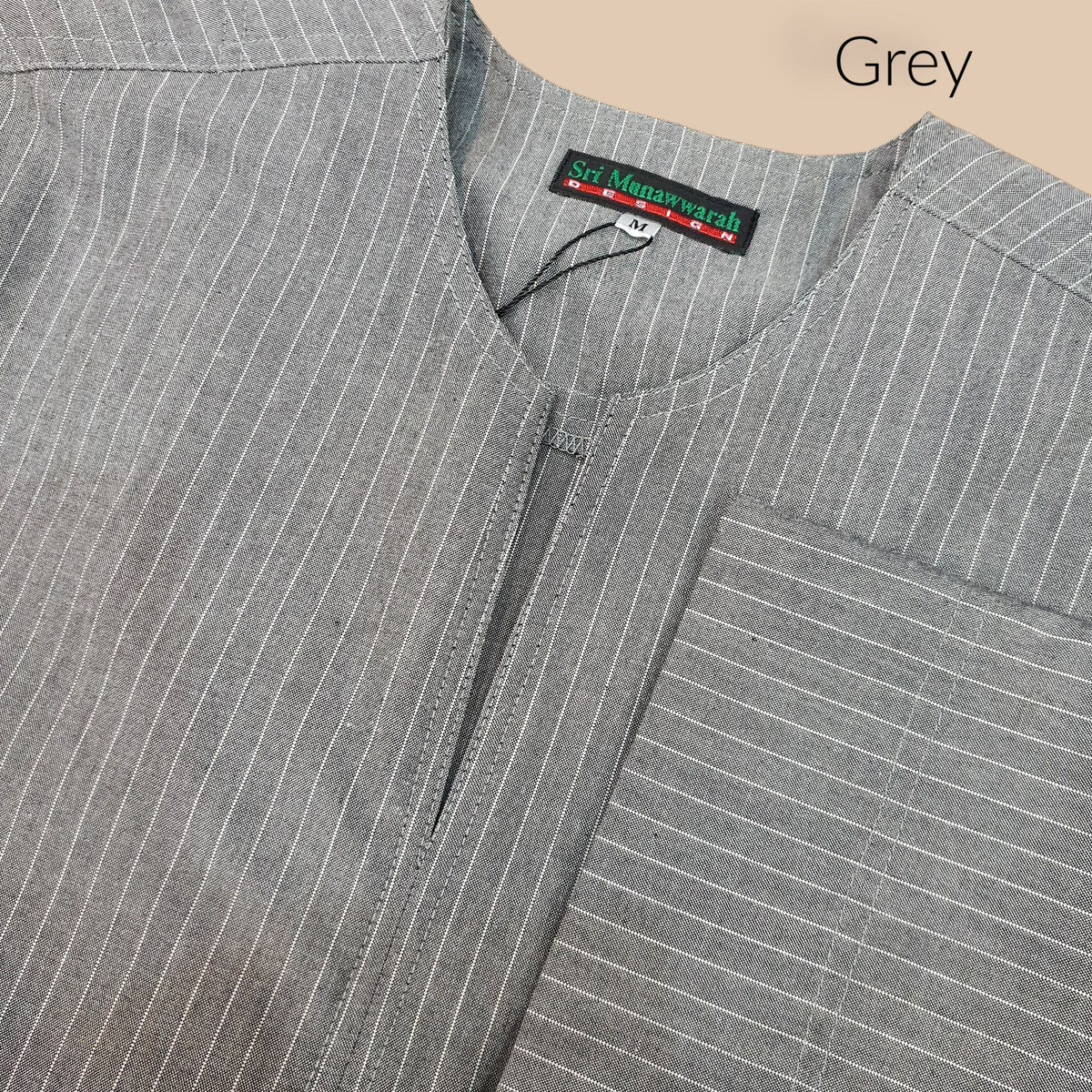 Knee Length MunawwarahMen® Stripe Shirt ~ Cotton